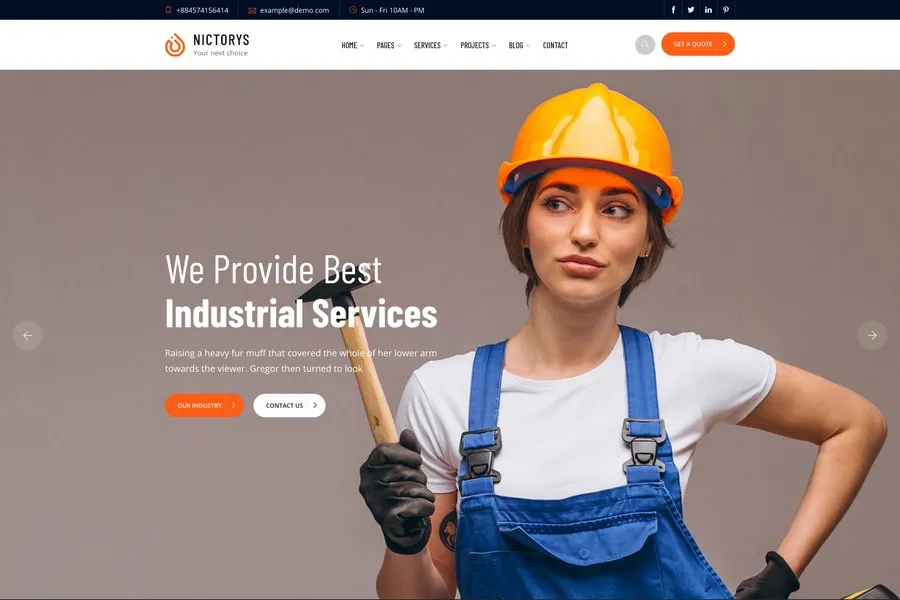 Nictorys - Construction Industry Website Template