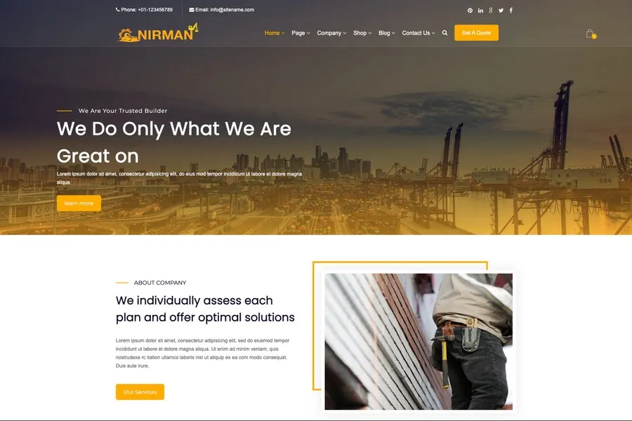 Nirman - Modern HTML Construction Business Theme