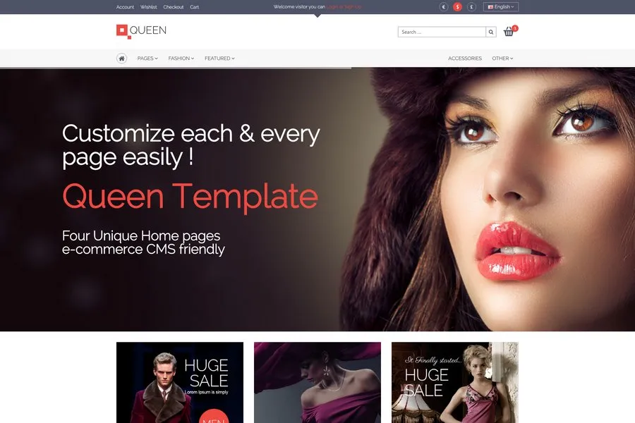 queen responsiv ecommerce website template