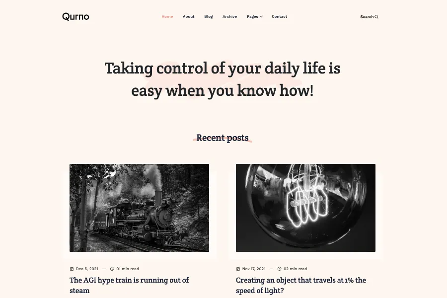 qurno - nextJs minimal blog template