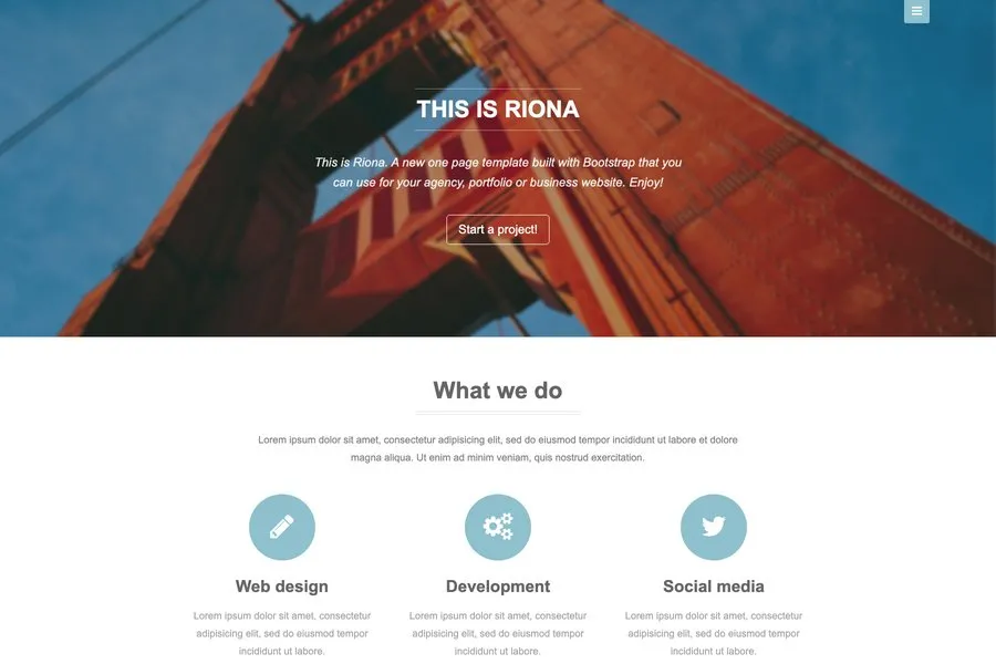free one page business website template