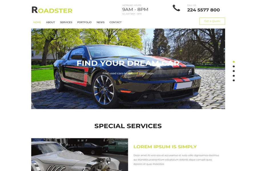 Roadster-free-Transportation-website-template