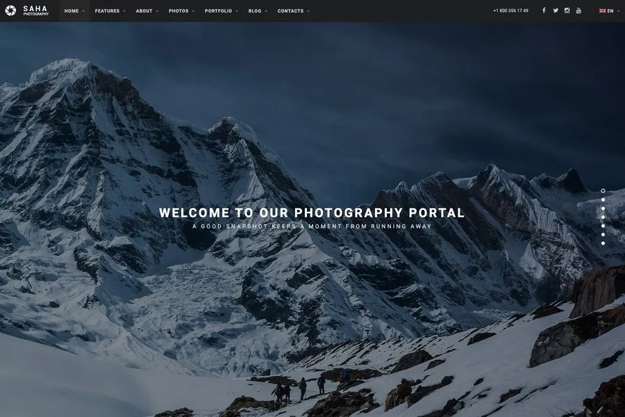 Bootstrap Photography Website Templates-Saha