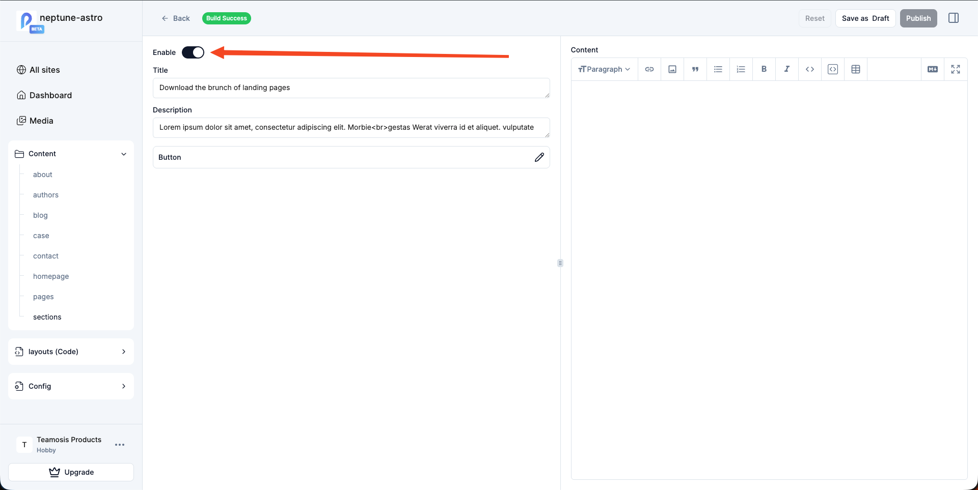 section-enable-functionality-using-sitepins-cms