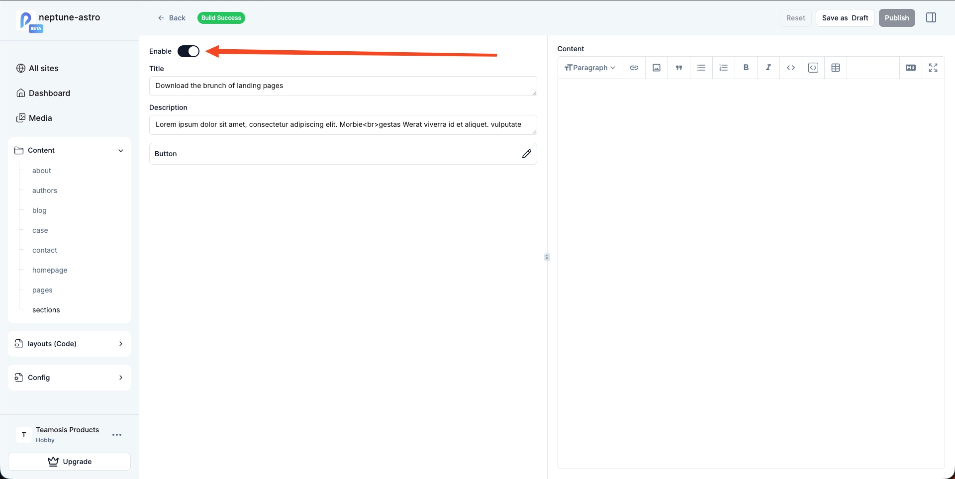 section-enable-functionality-using-sitepins-cms