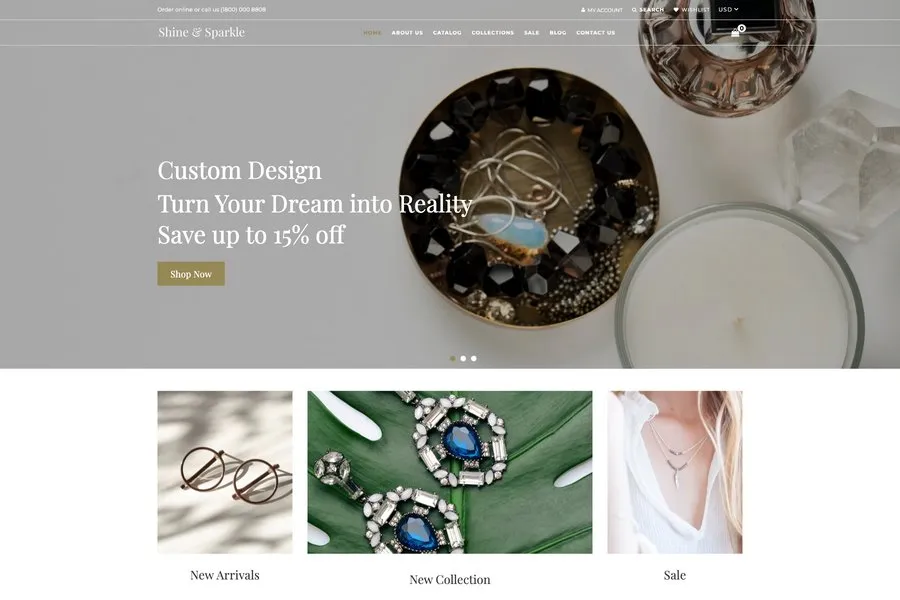 Shine & Sparkle - Luxurious Jewelry Shopify Store Templates