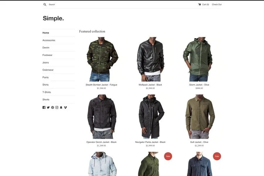 Simple - Free Clothing and Apparel Shopify Template