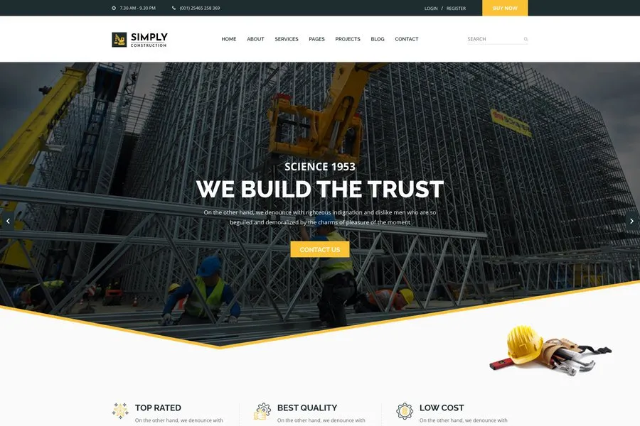Simply - Free Construction Company Website Themes