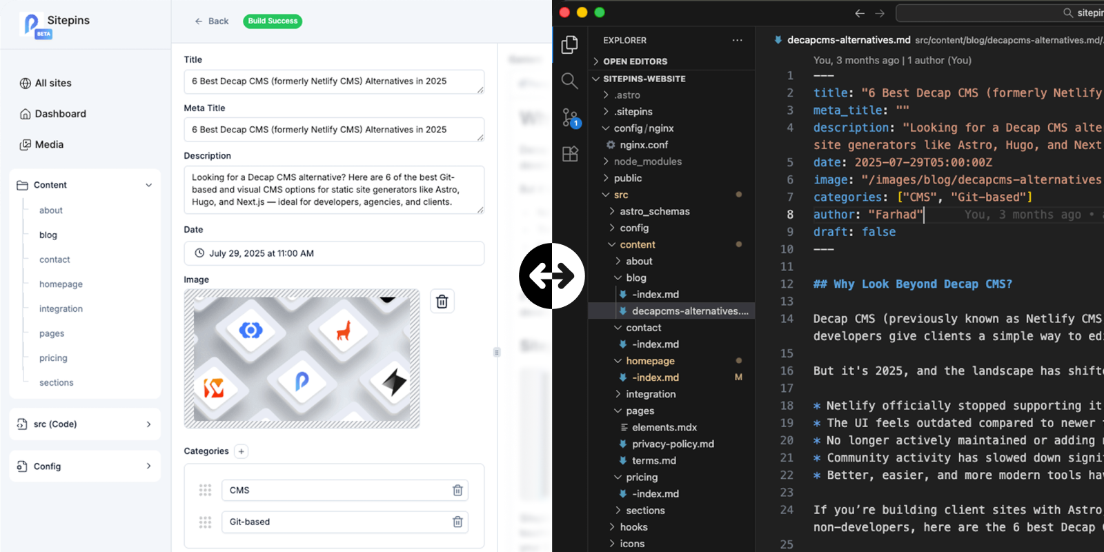 Sitepins Integration
