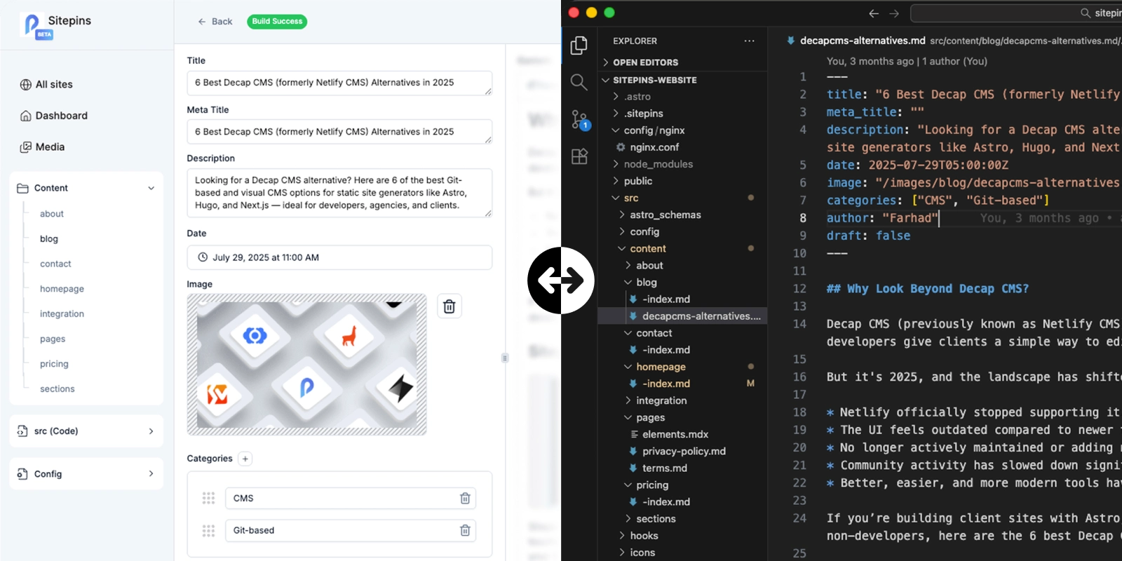 Sitepins Integration