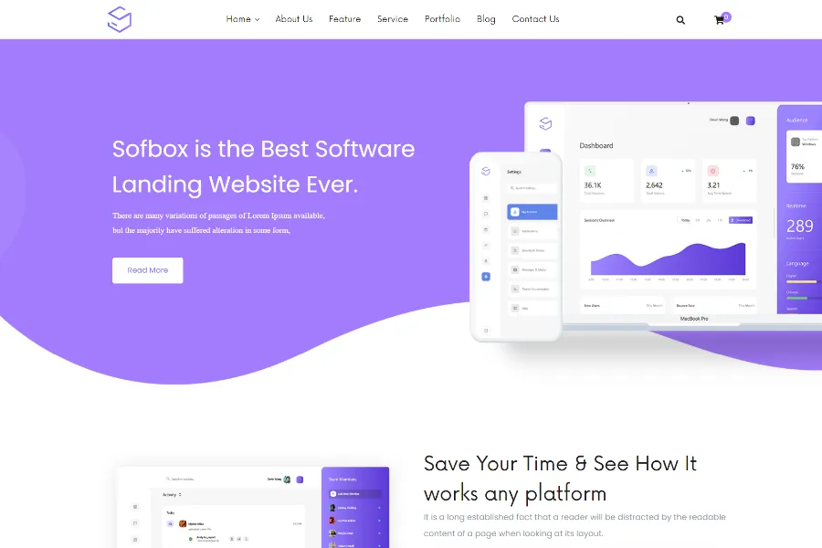 sofbox vuejs landing page Template