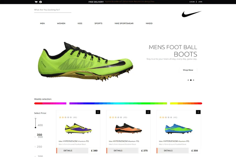 spike shoes free responsive ecommerce template