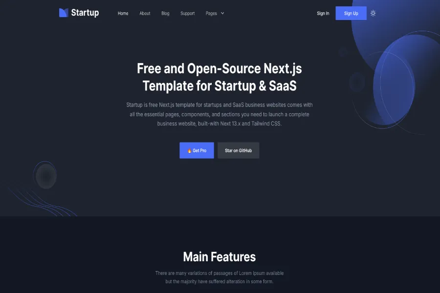 startup nextjs template