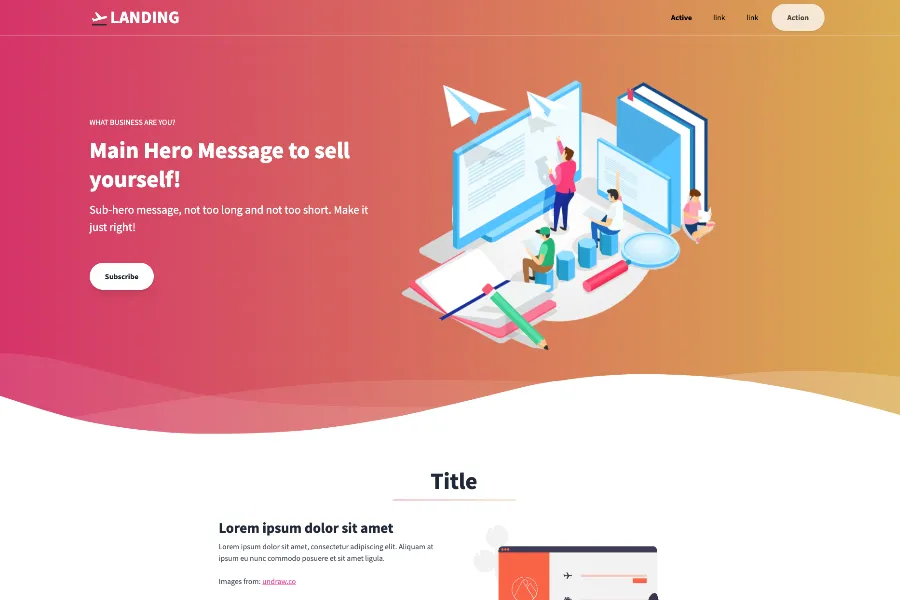 tailwind landing page template