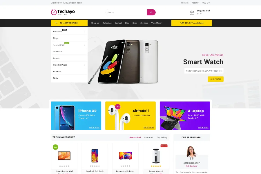 shopify theme is great for selling electrical items and gadgets online