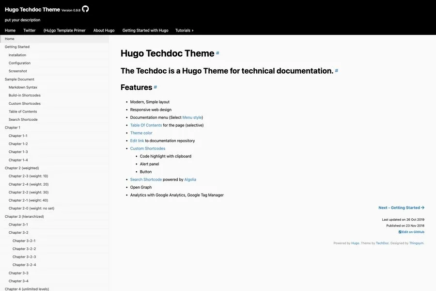 TechDoc hugo documentation theme