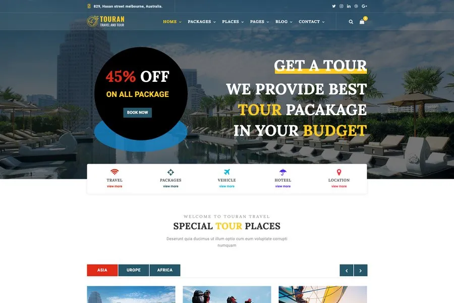 touran bootstrap html5 travel website theme