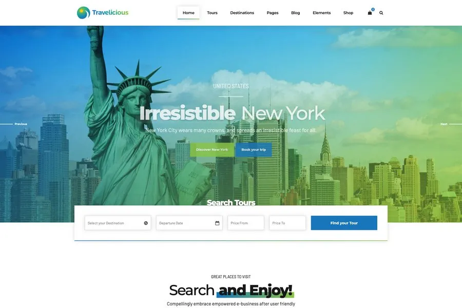 travelicious tour operator website template