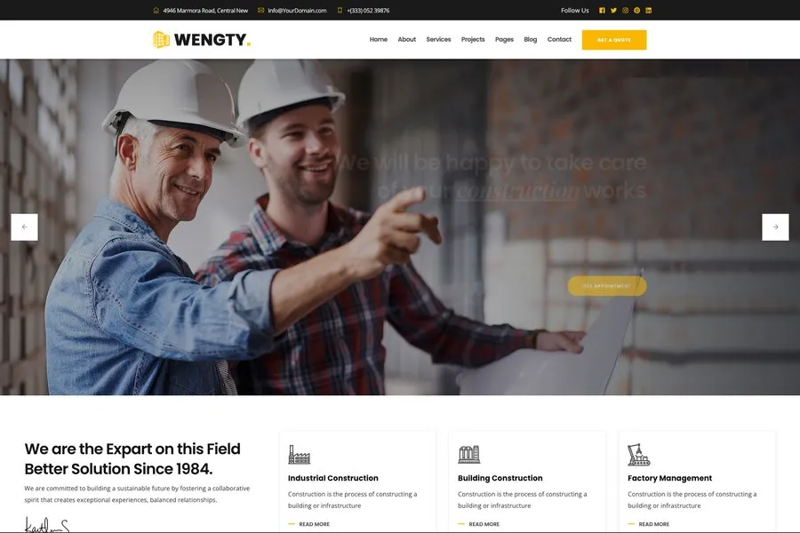 Wengty - Responsive HTML Website Template For Construction Company