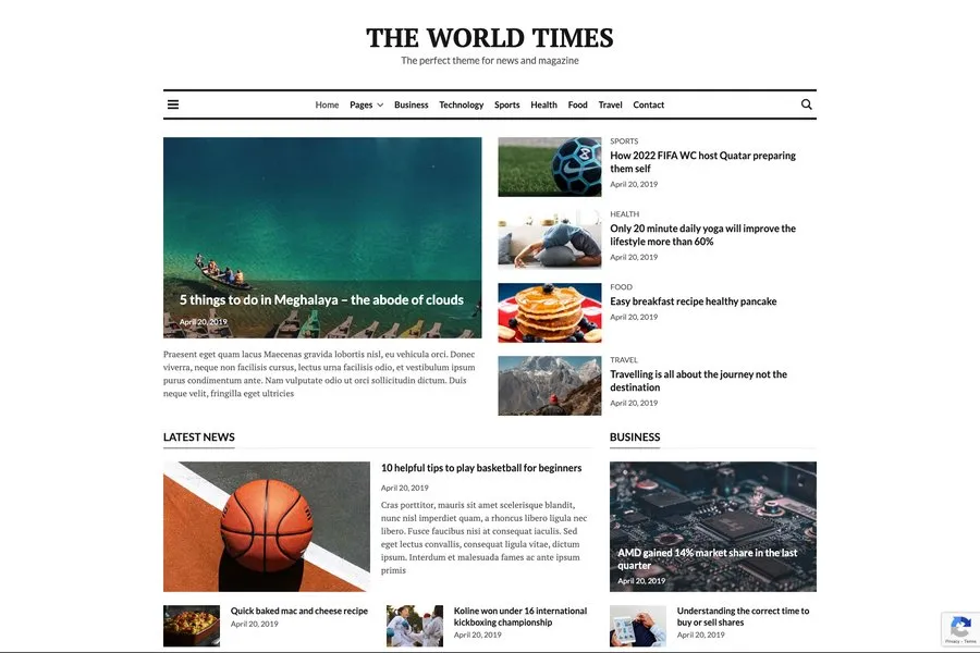 world times responsive news website template