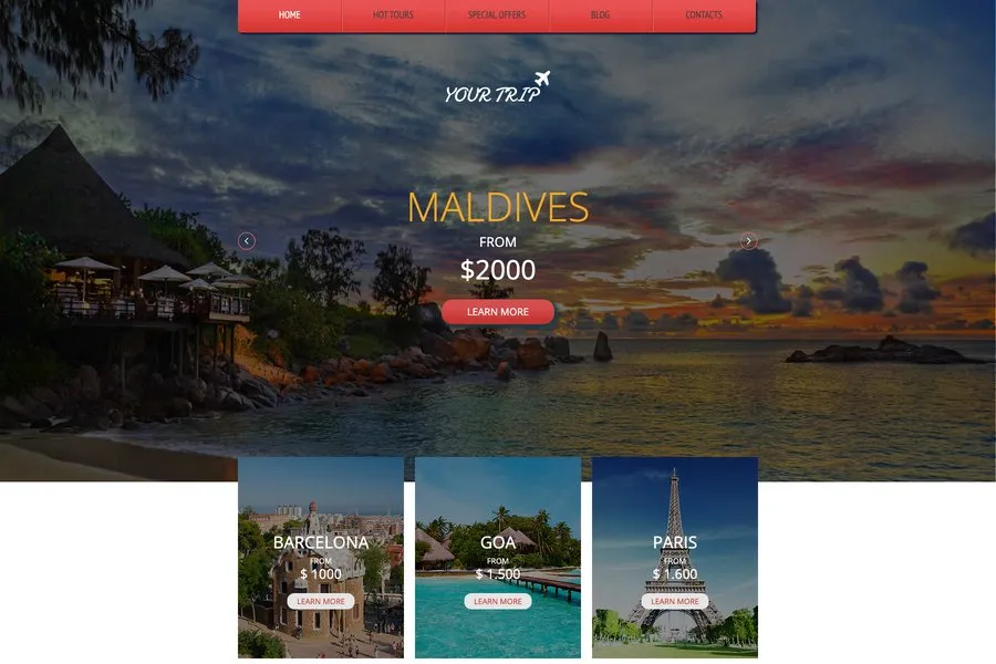 your trip free travel website theme