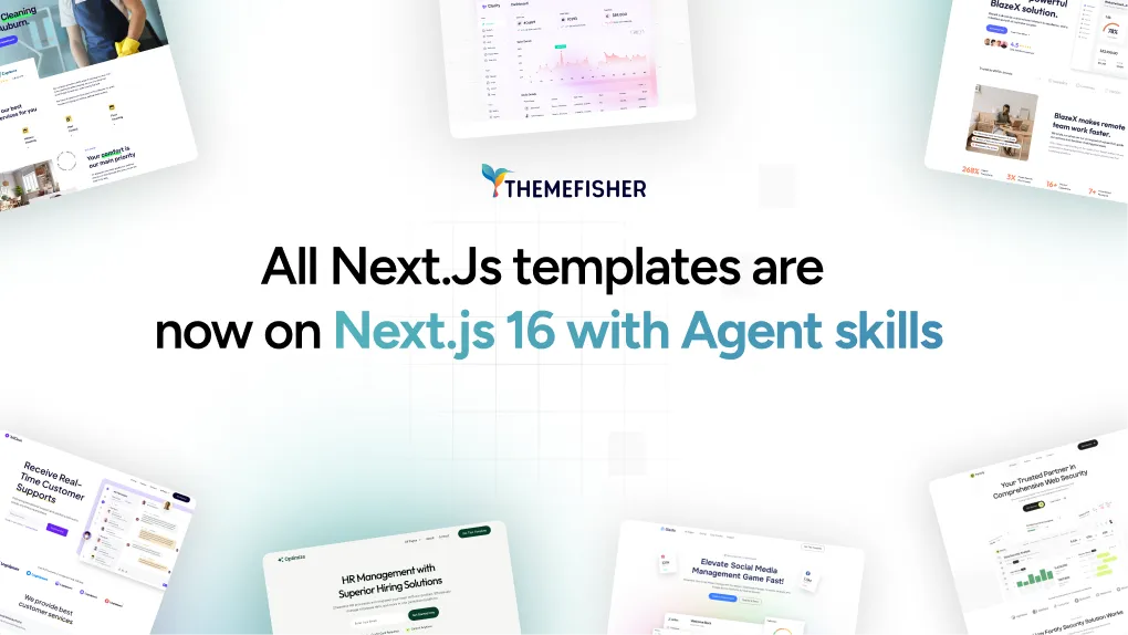 All 30 Themefisher Next.js Templates Are Now on Next.js 16, With Agent Skills